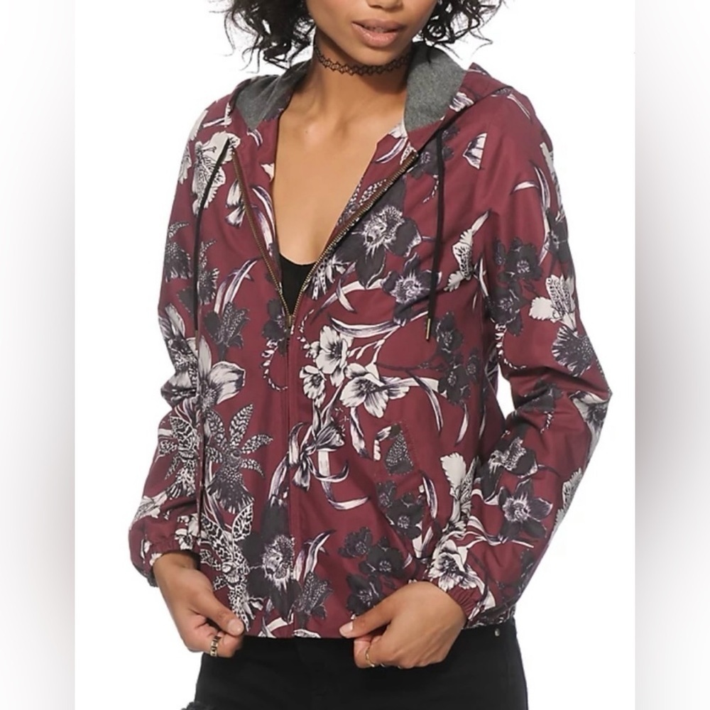 Obey No. 89 Propaganda Women's Extra Small Lightweight Jacket Hood Flower Print